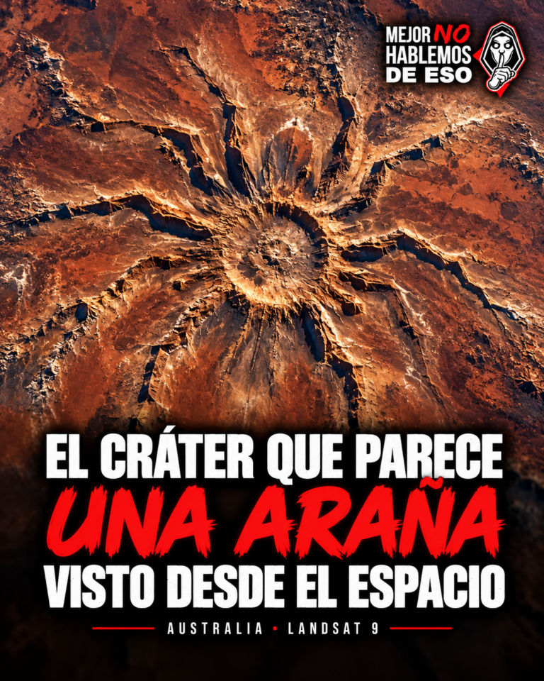 Ilustración IA de MNHDE de un relieve con crestas radiales que evocan Spider Crater, Australia; no es una imagen satelital.