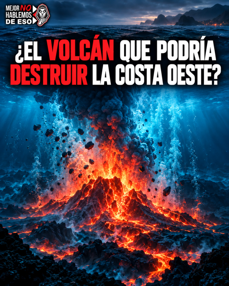 Ilustración conceptual de una erupción volcánica en el fondo del océano; no es evidencia fotográfica de Axial Seamount.